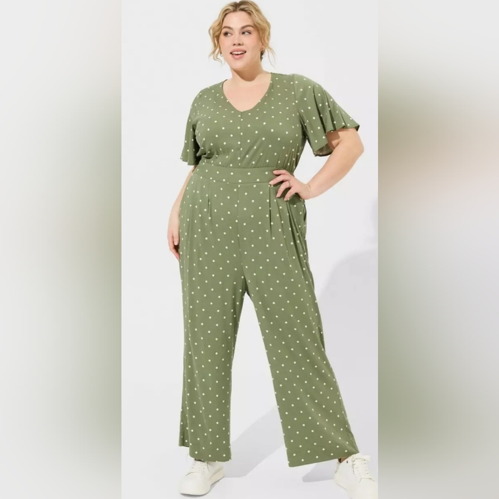 Torrid Stretch Challis Flutter Sleeve Jumpsuit